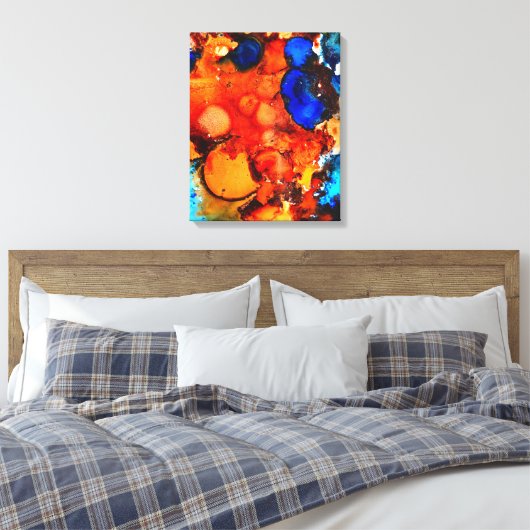 Robuust oranje abstracte kunstinkt canvas afdruk (Insitu (Slaapkamer))