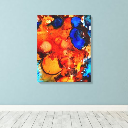 Robuust oranje abstracte kunstinkt canvas afdruk (Insitu (Houten vloer))