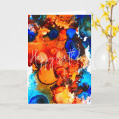 Robuust oranje abstracte kunstinkt kaart (Gele Bloem)