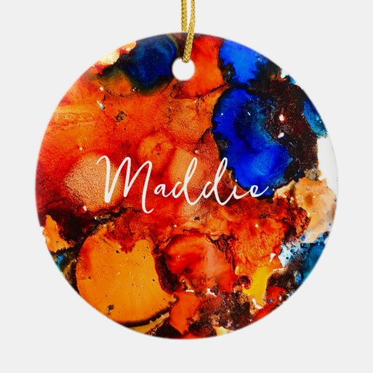 Robuust oranje abstracte kunstinkt keramisch ornament (Voorkant)