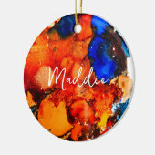 Robuust oranje abstracte kunstinkt keramisch ornament (Links)