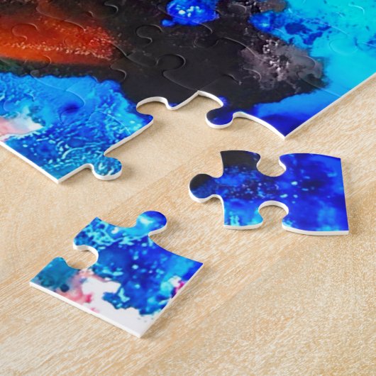 Robuust oranje abstracte kunstinkt legpuzzel (Zijkant)