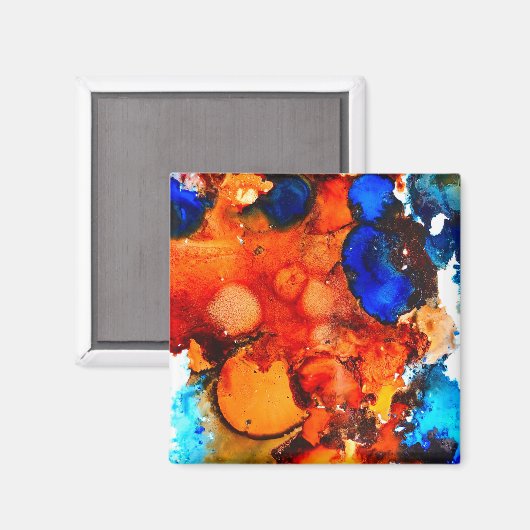 Robuust oranje abstracte kunstinkt magneet (Voorkant / Achterkant)