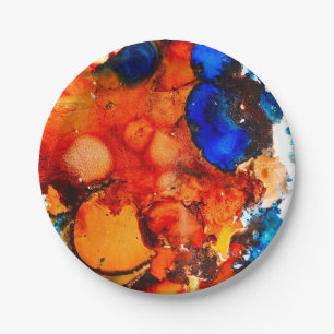 Robuust oranje abstracte kunstinkt papieren bordje