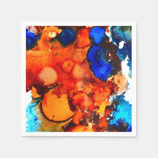 Robuust oranje abstracte kunstinkt servet (Voorkant)