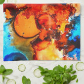 Robuust oranje abstracte kunstinkt theedoek (Gevouwen)