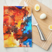 Robuust oranje abstracte kunstinkt theedoek (Quarter Fold)