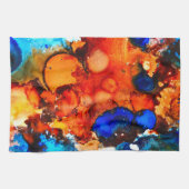 Robuust oranje abstracte kunstinkt theedoek (Horizontaal)