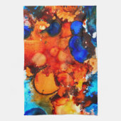 Robuust oranje abstracte kunstinkt theedoek (Verticaal)