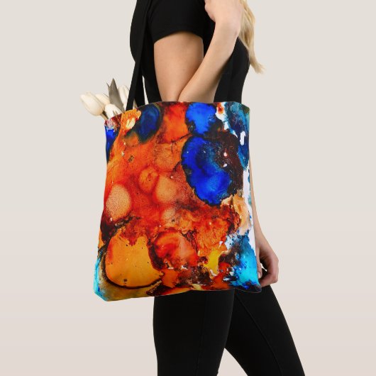 Robuust oranje abstracte kunstinkt tote bag (Dichtbij)