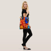 Robuust oranje abstracte kunstinkt tote bag (Op model)