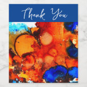 Robuust oranje abstracte kunstinkt wijn etiket (Enkel label)