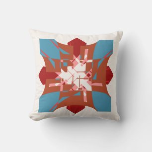 Robuust Oranje Blauw Rode Abstract Floral-achtig d Kussen