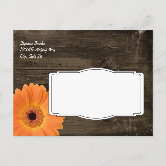 Robuust Oranje hout met de datum waarop de Briefka Aankondigingskaart (Achterkant)