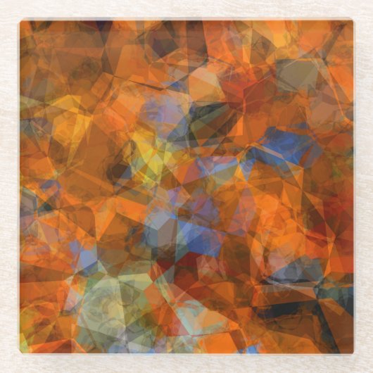 Robuust Oranje modern, abstract ontwerp Glazen Onderzetter (Voorkant)