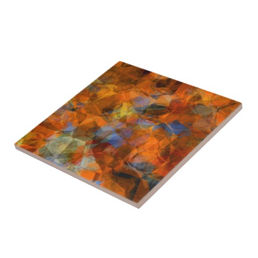 Robuust Oranje modern, abstract ontwerp Tegeltje (Zijkant)