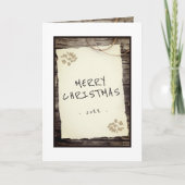 Robuust oud papieren kerstscript feestdagen kaart (Voorkant)