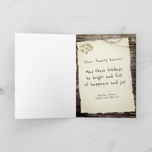 Robuust oud papieren kerstscript feestdagen kaart (Binnen)