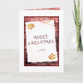 Robuust oud papieren kerstscript feestdagen kaart