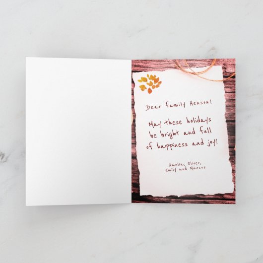 Robuust oud papieren kerstscript feestdagen kaart (Binnen)