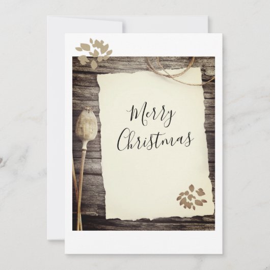 Robuust oud papieren kerstscript feestdagenkaart (Voorkant)