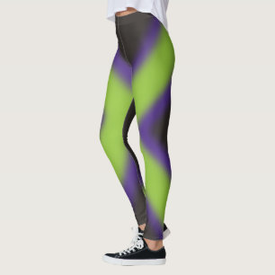 Robuust paars, groen, zwart vormig design leggings