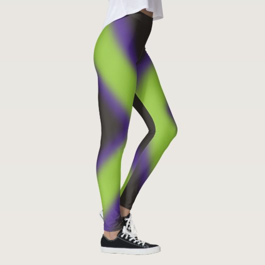 Robuust paars, groen, zwart vormig design leggings (Rechts)