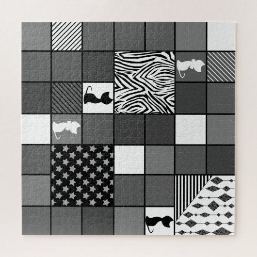 Robuust, Populair, Zwart-wit, Patchwork, Simpl Legpuzzel (Horizontaal)