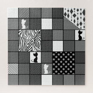 Robuust, Populair, Zwart-wit, Patchwork, Simpl Legpuzzel
