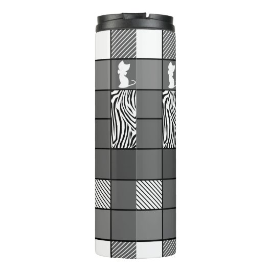Robuust, Populair, Zwart-wit, Patchwork, Simpl Thermosbeker (Achterkant)