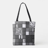 Robuust, Populair, Zwart-wit, Patchwork, Simpl Tote Bag (Achterkant)