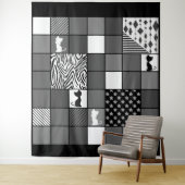 Robuust, Populair, Zwart-wit, Patchwork, Simpl Wandkleed (In situ)