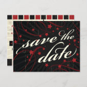 Robuust Poster: rood en zwart sparen de datum Aankondigingskaart (Voorkant / Achterkant)