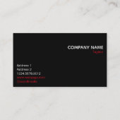 Robuust rood stijlvol bedrijfsmerk, zwart visitekaartje (Achterkant)