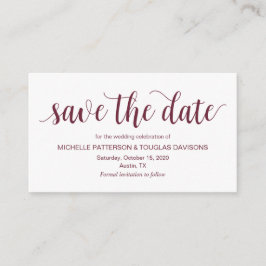 Robuust script, Bourgogne, bruiloft Opslaan datum Informatiekaartje