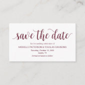 Robuust script, Bourgogne, bruiloft Opslaan datum Informatiekaartje (Voorkant)