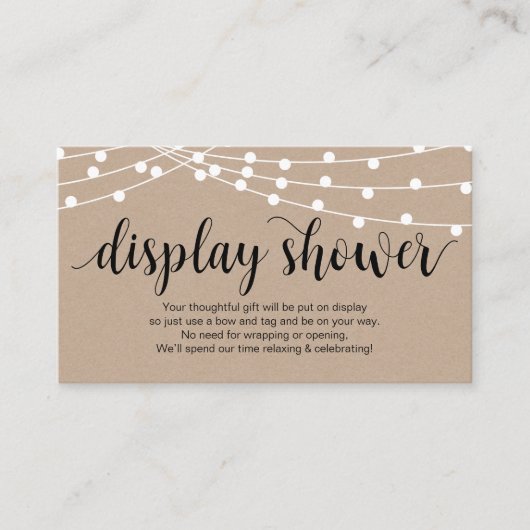 Robuust script, Kraft, String Lights Display Showe Informatiekaartje (Voorkant)