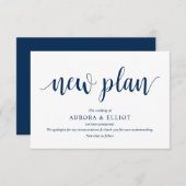 Robuust script, Navy Blue script, Wedding deferone Informatiekaartje (Voorkant / Achterkant)