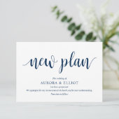 Robuust script, Navy Blue script, Wedding deferone Informatiekaartje (Staand voorkant)