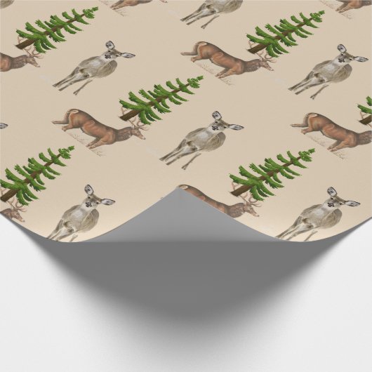 Robuust stijldeer en bietboompatroon cadeaupapier (Hoek)