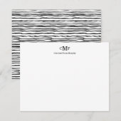 Robuust, stijlvol, modern 3 monogram zwart Stripe Notitiekaartje (Voorkant / Achterkant)