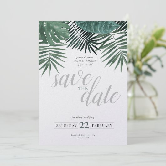 Robuust Tropisch sparen de Datum, waterverf. Feestdagenkaart (Staand voorkant)