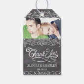 Robuust uw  Chalkboardpatroon foto Cadeaulabel (Voorkant)