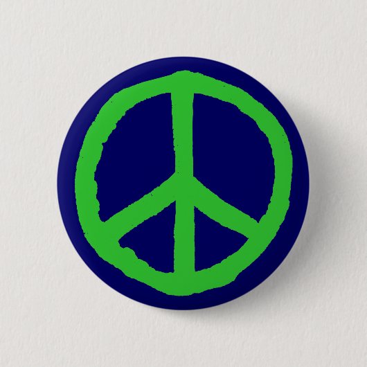 Robuust vredessymbool - Groen op donkerblauw Ronde Button 5,7 Cm (Voorkant)