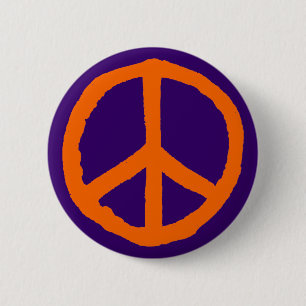 Robuust vredessymbool - Oranje op diep Paars Ronde Button 5,7 Cm