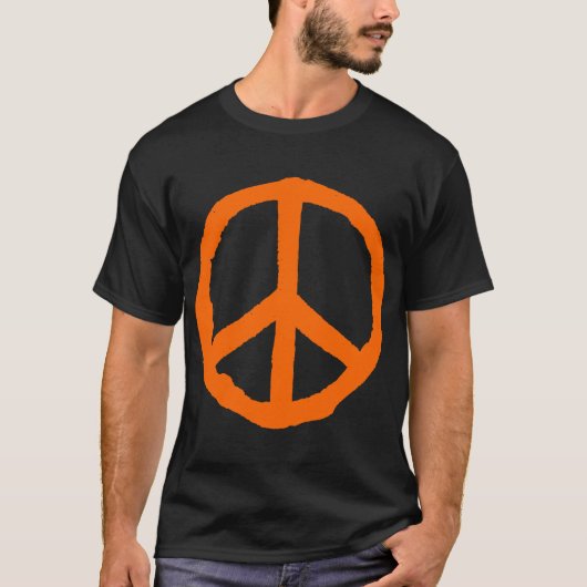 Robuust vredessymbool - Oranje op donker T-shirt (Voorkant)