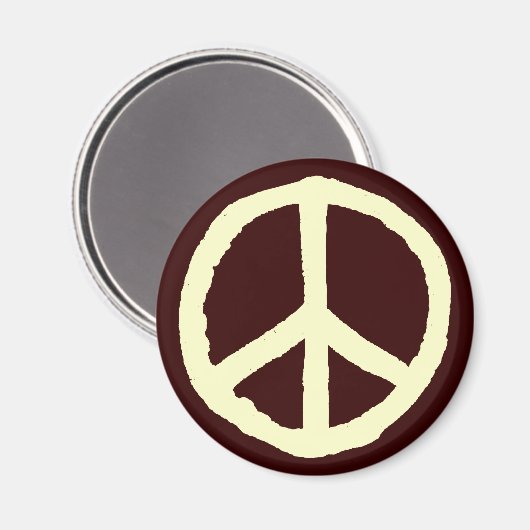 Robuust vredessymbool - Schroem op donkerbruin Magneet (Voorkant / Achterkant)
