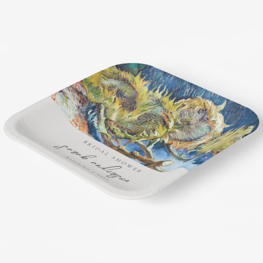 Robuust Vrijgezellenfeest Blauw Geel Zonnebloem Papieren Bordje (Gebogen)