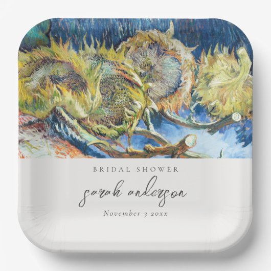 Robuust Vrijgezellenfeest Blauw Geel Zonnebloem Papieren Bordje (Voorkant)