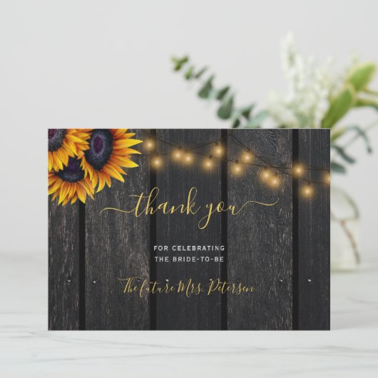 Robuust vrijgezellenfeest van zonnebloempitten bedankkaart (Staand voorkant)